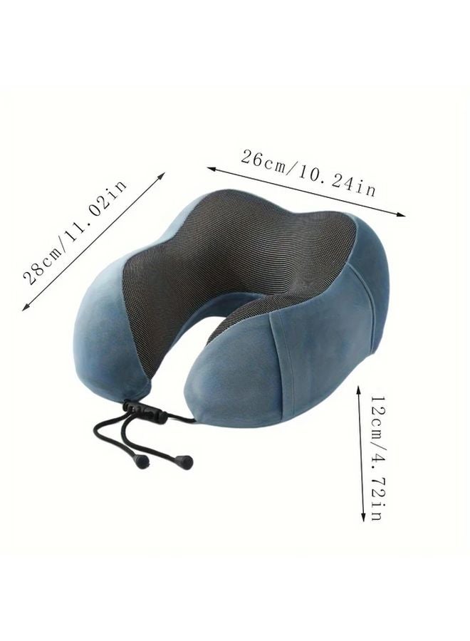 Black Memory Foam U Shaped Travel Pillow Neck Support For Airplane Office Naps - Image 4