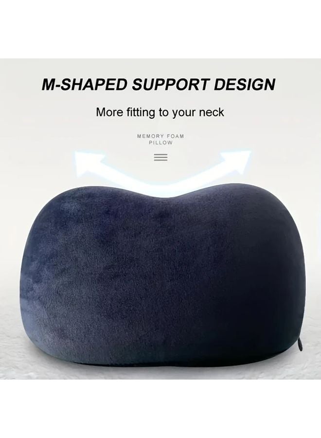 Black Memory Foam U Shaped Travel Pillow Neck Support For Airplane Office Naps - Image 5