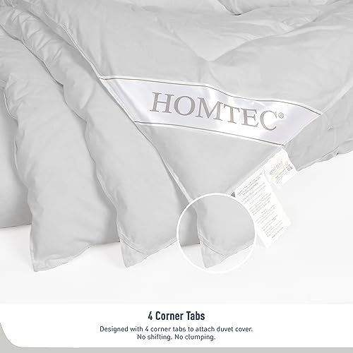 HOMTEC Queen Size Duvet Insert - All Season 100% Cotton Shell Comforter - Quilted Fluffy Down Alternative Duvet Insert - Light Gray - Soft Breathable & Lightweight with 4 Corner Tabs - Image 5