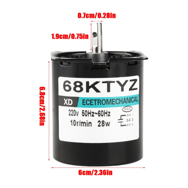 XD Permanent Magnet Synchronous Motor 28W AC 220V Metal Gear Low Noise - Pure Copper Wire Coil Low Heat for Instrument Automation Curtain Control - Image 3