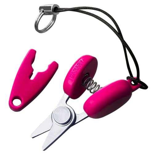 CANARY Mini Travel Scissors 1.3" - TSA Approved Portable Tiny Scissors for Yarn, Sewing, Paper - Micro Keychain Snips with Safety Cap, Japanese Stainless Steel Blade, Made in Japan, Pink - Image 1