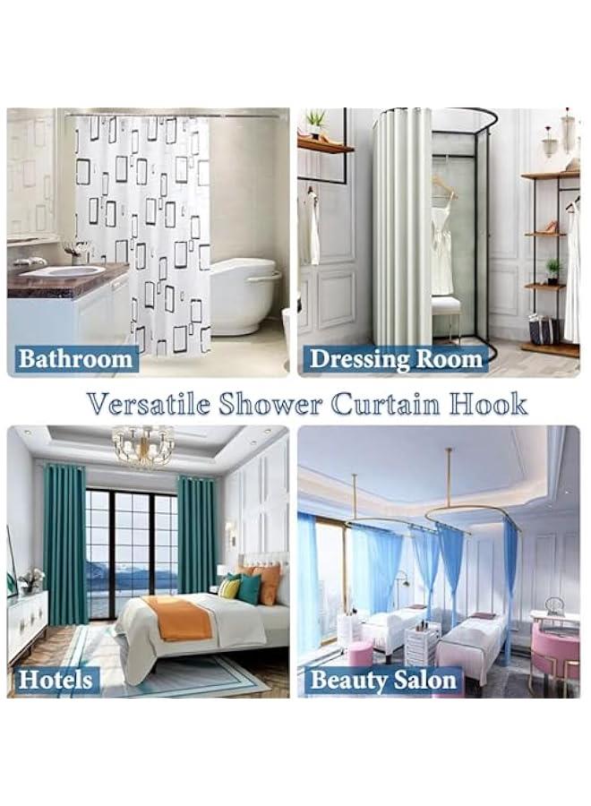 24PCS Stainless Steel Shower Curtain Hooks Rust Proof, Shower Curtain Rings Polished Nickel, Heavy Curtain Rod Rings for Bathroom, Durable Bathroom Decor Hooks Chrome Silver  - Image 2