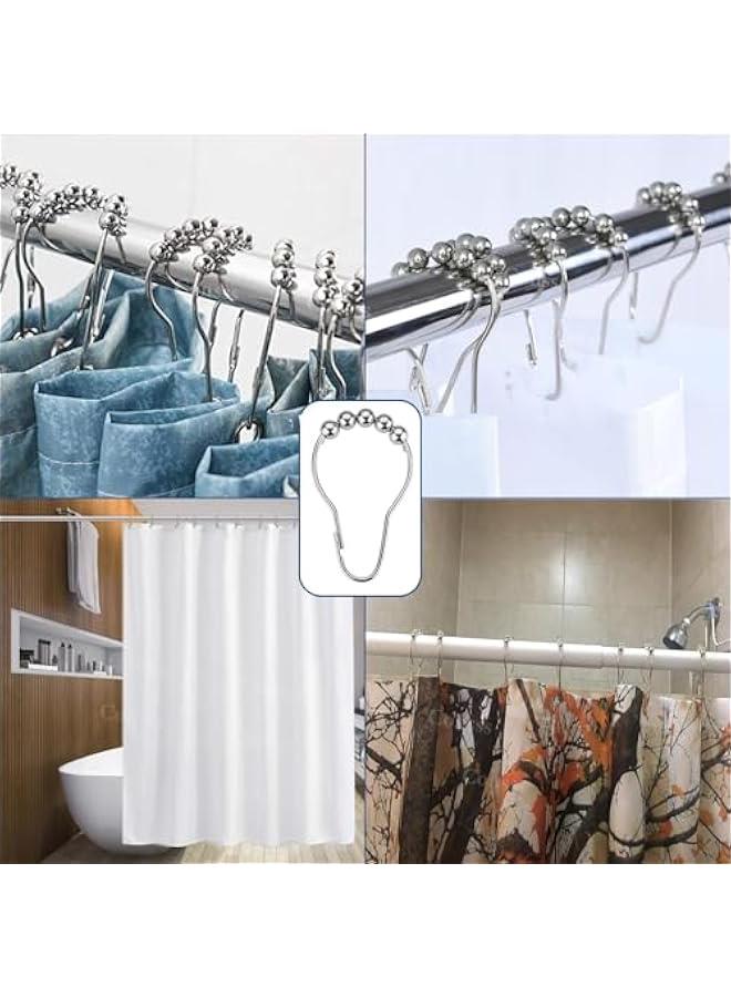 24PCS Stainless Steel Shower Curtain Hooks Rust Proof, Shower Curtain Rings Polished Nickel, Heavy Curtain Rod Rings for Bathroom, Durable Bathroom Decor Hooks Chrome Silver  - Image 5