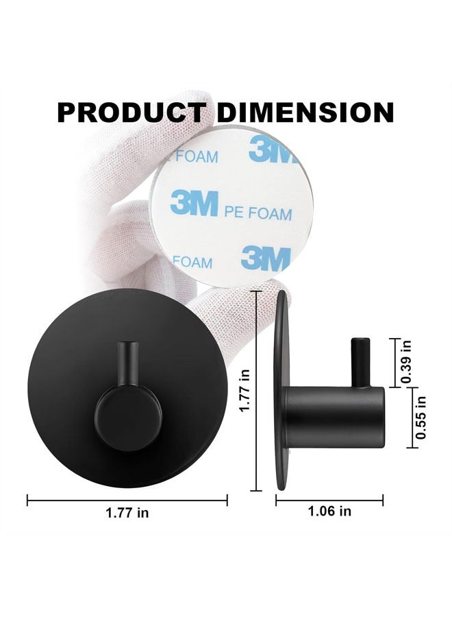 Adhesive Towel Hooks Stainless Steel Sticky Hooks Wall Hooks Holder No Drill for Hanging Coat, Hat, Towel Robe for Bathroom Kitchen Door Window Cabinet Sticky Hooks(Black 4 PCS) - Image 5