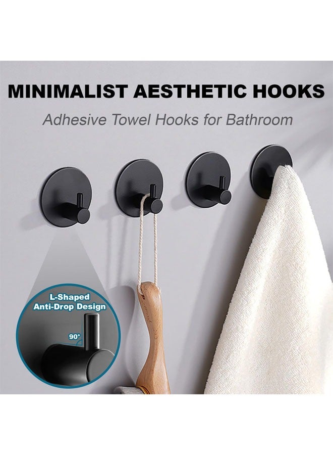 Adhesive Towel Hooks Stainless Steel Sticky Hooks Wall Hooks Holder No Drill for Hanging Coat, Hat, Towel Robe for Bathroom Kitchen Door Window Cabinet Sticky Hooks(Black 4 PCS) - Image 2