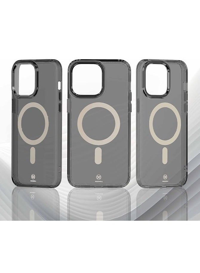 Maxwell Electronics Maxwell Crystalline Compatible with MagSafe Case for iPhone 15 Pro - Clear Drop-Proof Protective Cover with Metallic Camera Lens Protection, Wireless Charging Compatible (Black) - Image 5