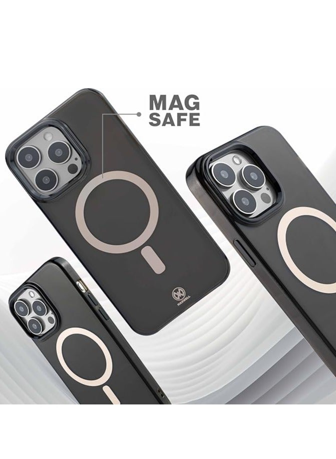 Maxwell Electronics Maxwell Crystalline Compatible with MagSafe Case for iPhone 15 Pro - Clear Drop-Proof Protective Cover with Metallic Camera Lens Protection, Wireless Charging Compatible (Black) - Image 4
