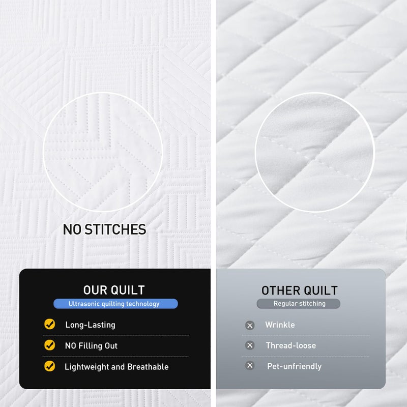 Lavsiry White Quilt King Size with Pillow Shams, Summer Soft Geometric Pattern Bedspread, 3 Pieces Lightweight Coverlet Bedding Set for All Seasons - Image 4