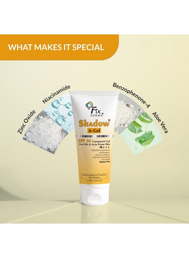 FIXDERMA جيل واقي الشمس FIXDERMA شادو SPF 30+ PA+++ | واقي شمس لجميع أنواع البشرة للجسم والوجه | حماية واسعة الطيف من UVA و UVB للجنسين 75 جرام (عبوة واحدة) - Image 2