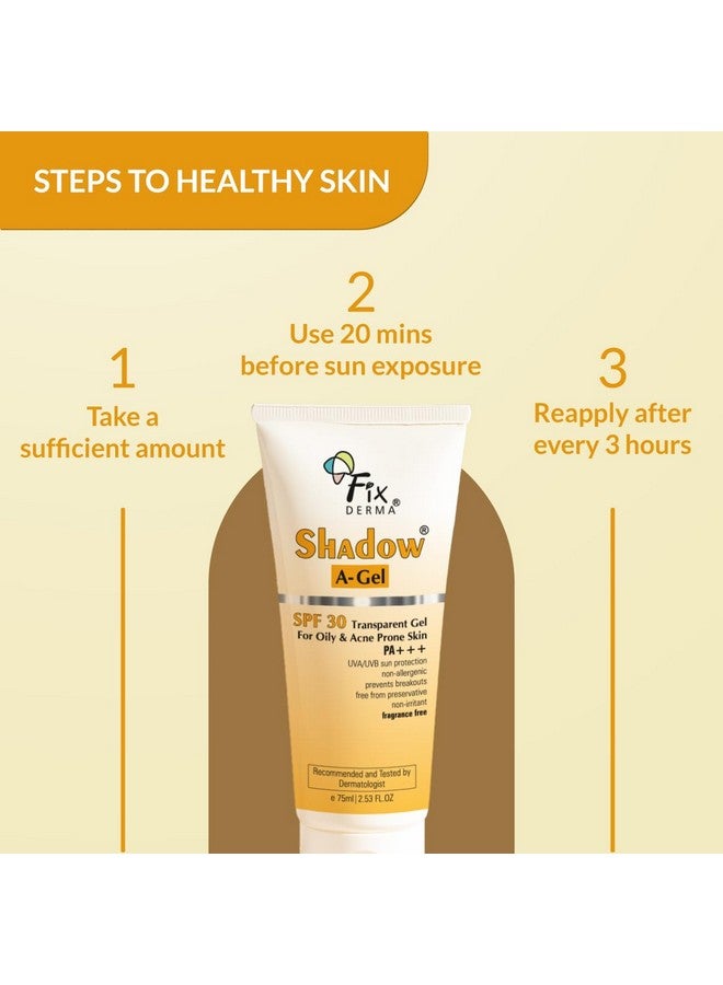 FIXDERMA جيل واقي الشمس FIXDERMA شادو SPF 30+ PA+++ | واقي شمس لجميع أنواع البشرة للجسم والوجه | حماية واسعة الطيف من UVA و UVB للجنسين 75 جرام (عبوة واحدة) - Image 3