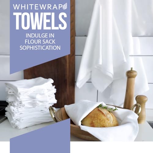 Whitewrap Flour Sack Towels | Tea Towel for Crafts| Kitchen Dish Cotton Blank Towel for Embroidery|Baking Bread Proofing Linen Cover| Thick Absorbent Quick Dry| 12 Pack 28"x28" White - Image 2