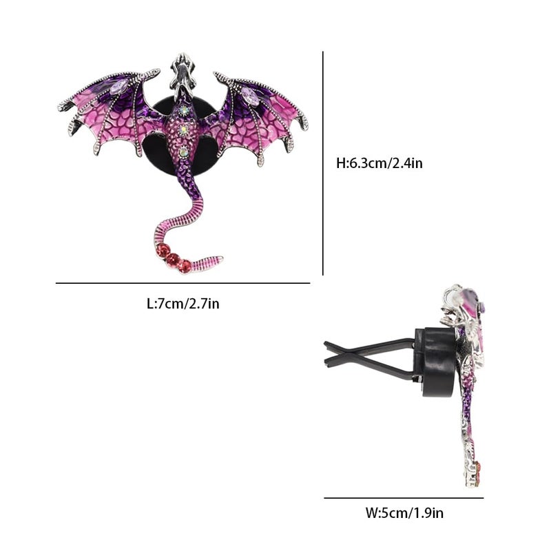 ORIESSE Purple Dragon Car Accessory,1pcs Bling Wyvern Car Air Freshener Vent Clip,Cute Girly Refillable Air Freshener Diffuser,Dazzing Rhinestone Dashboard Decoration for Women - Image 4
