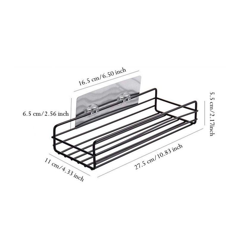 MOSHTU Metal Bathroom And Kitchen Organizer Multipurpose Storage Hanging Shower Caddy Rack with Strong Magic Sticker Black 2pcs - Image 3