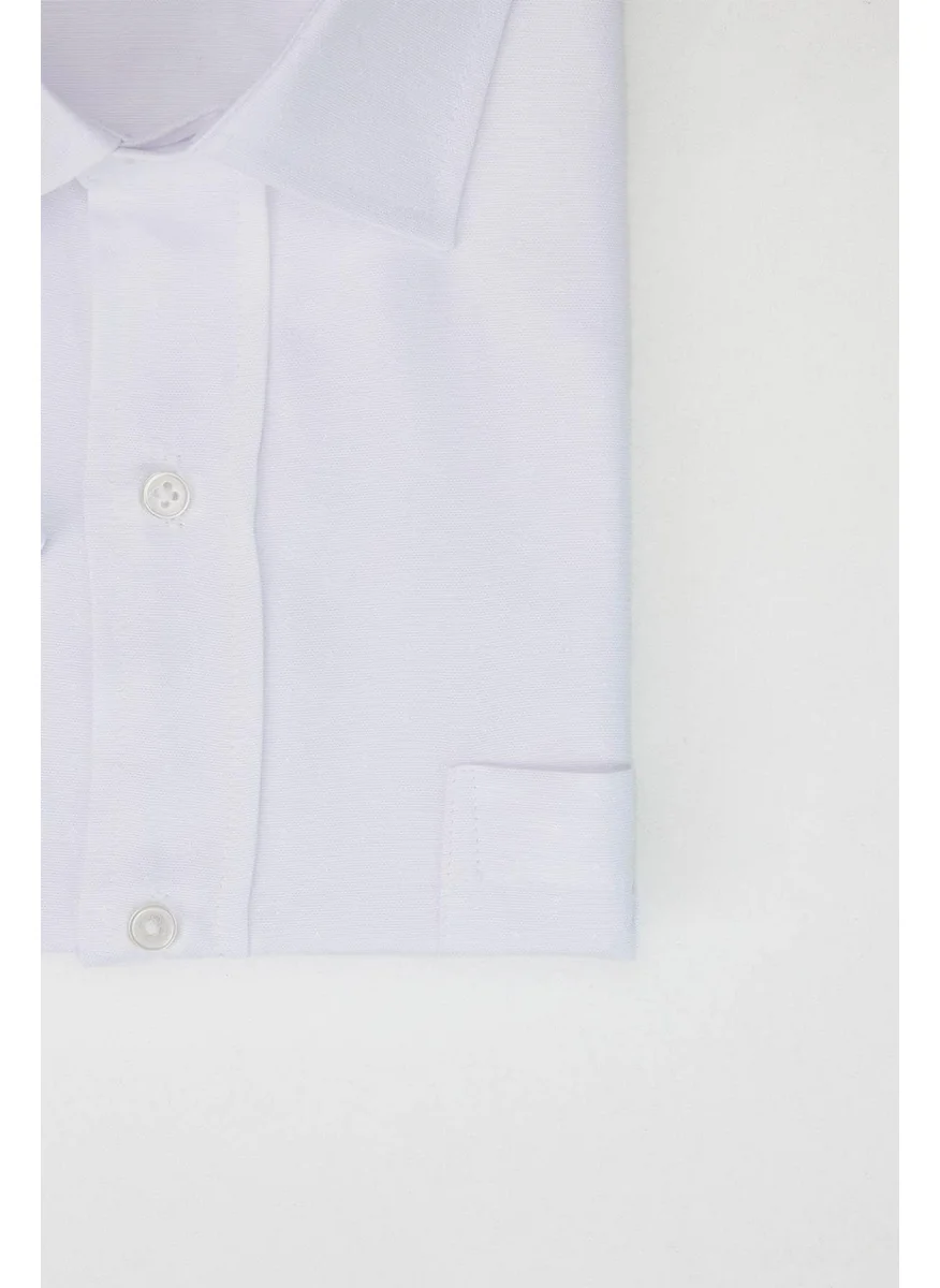 Tudors Large Size Short Sleeve Tie Holder Dobby Single Pocket Plain White Men's Shirt