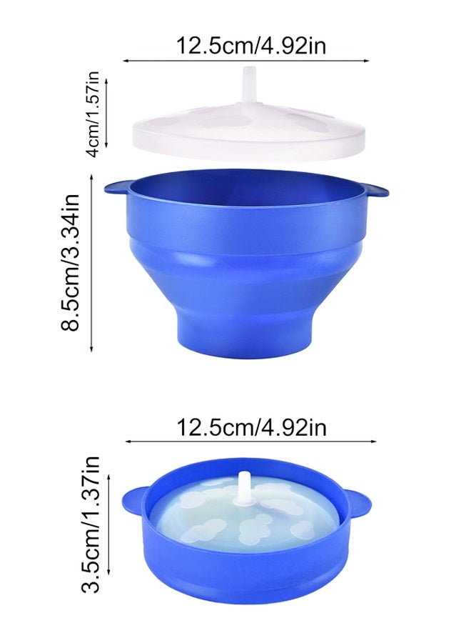 قابلة للطي الميكروويف وعاء، الميكروويف بوبكورن بوبر مع المقبضات، قابلة لإعادة الاستخدام وعاء حزم الحاوية، مقاومة للحرارة، سهلة التنظيف (الأزرق) - Image 2