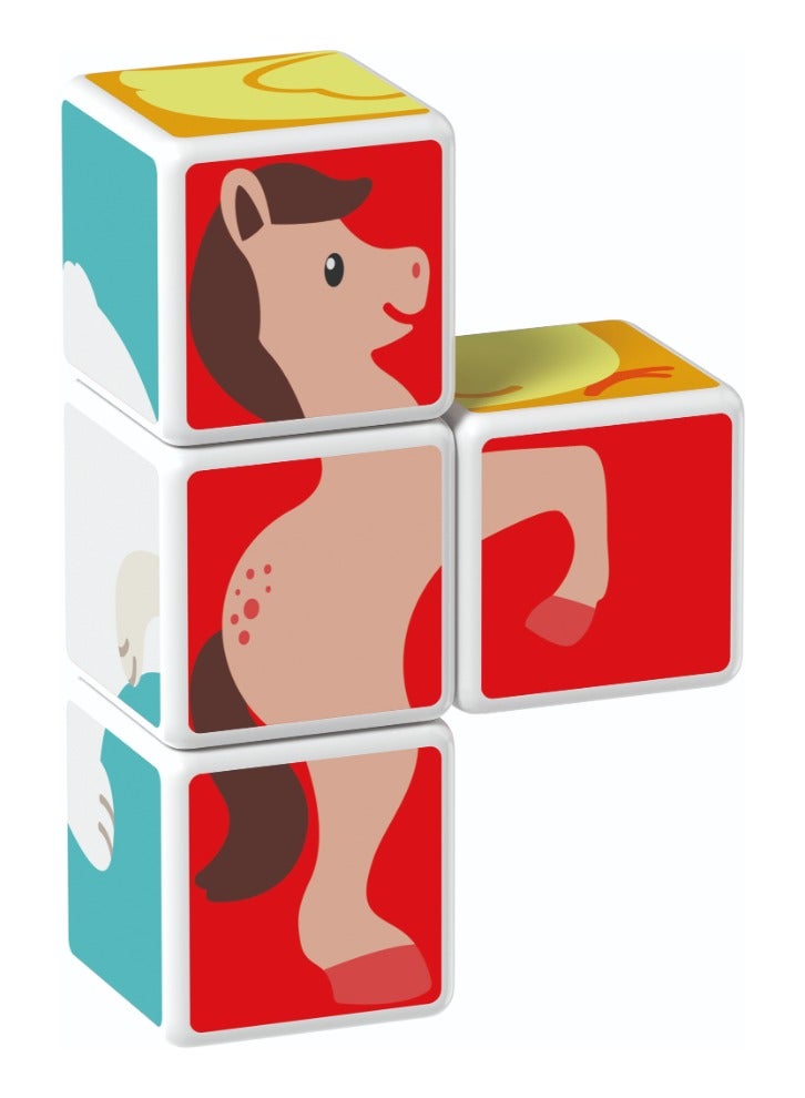 Geomag Magicube, Printed Animals + Cards, STEM Toy for Kids, 100% Recycled, Made in Switzerland, Multicolor 7 Pcs - Image 1