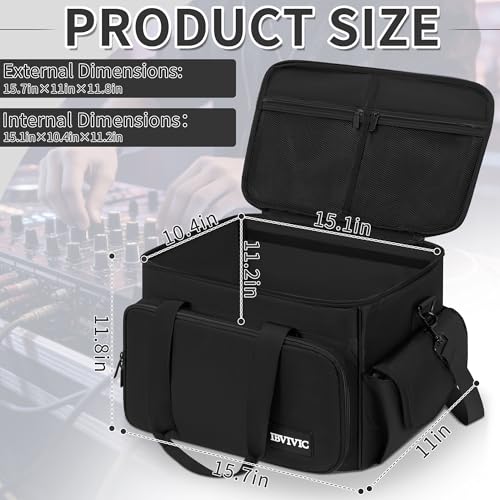 IBVIVIC Cable File Bag With Adjustable Dividers Dj Gig Bag for Cables CordsDJ GearSound Instrument and Accessories 16L x 11W x 12H inch Black - Image 3