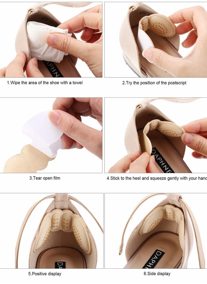 SYOSI Pairs of 6 Heel Cushion Pads Heel Shoe Grips Liner Self-adhesive Shoe Insoles Black And Skin Color  - Image 4