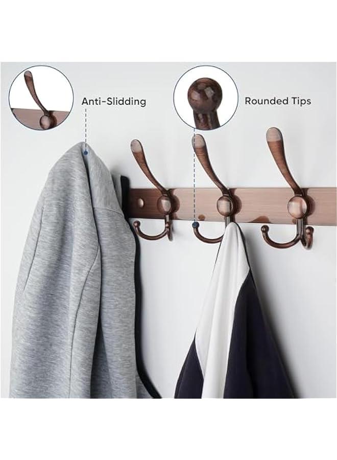 MIXDE Wall Mounted Coat Rack - 5 Tri Hooks, Heavy Duty, Stainless Steel, Metal Coat Hook Rail for Coat Hat Towel Purse Robes Mudroom Bathroom Entryway, Antique Copper, 2 Packs (46-04) - Image 4