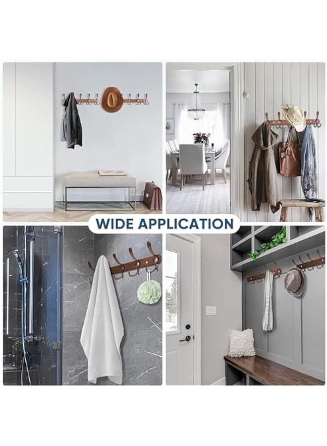 MIXDE Wall Mounted Coat Rack - 5 Tri Hooks, Heavy Duty, Stainless Steel, Metal Coat Hook Rail for Coat Hat Towel Purse Robes Mudroom Bathroom Entryway, Antique Copper, 2 Packs (46-04) - Image 5
