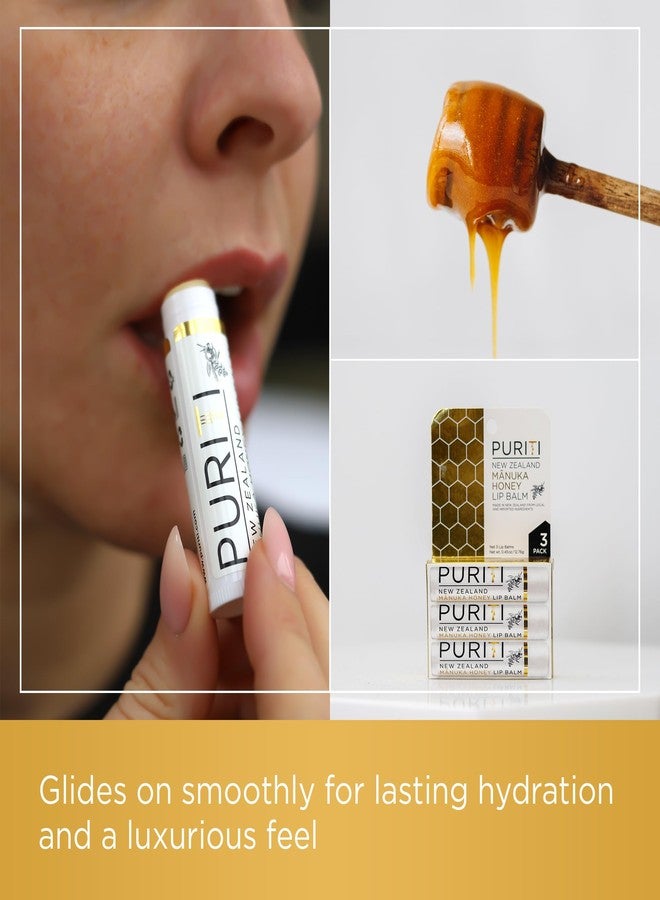 PURITI Manuka Honey Lip Balm - 3pack Soothing & Moisturizing, Enriched with Almond, Jojoba, Macadamia Oils, Cocoa Butter, Hydrating for Dry & Chapped Lips, 100% Genuine New Zealand Manuka Honey - Image 5