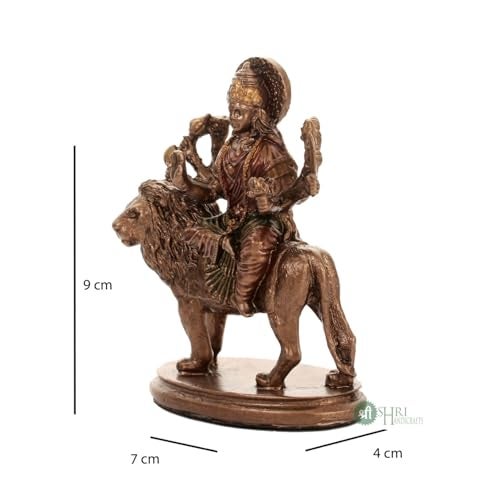 INDICAST- Resin 4" Durga MATA Copper Finish Hindu God Statue Maa Durga Idol Figurine Decoration and Pooja Gifting Purpose Sculpture Office House Warming Murti - Image 3