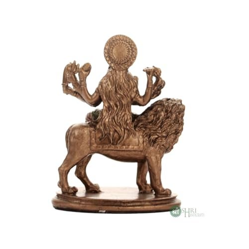 INDICAST- Resin 4" Durga MATA Copper Finish Hindu God Statue Maa Durga Idol Figurine Decoration and Pooja Gifting Purpose Sculpture Office House Warming Murti - Image 5