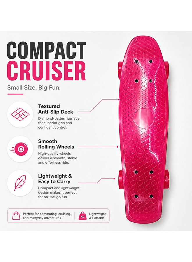 DEXO 27.5” Cruiser Penny Skateboard – Compact Short Board with Smooth Wheels for Kids & Teens (Red) - Image 2