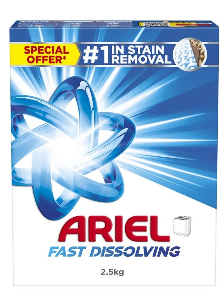 Ariel Fast Dissolving Laundry Detergent Powder 2.5kg Semi  - Image 1
