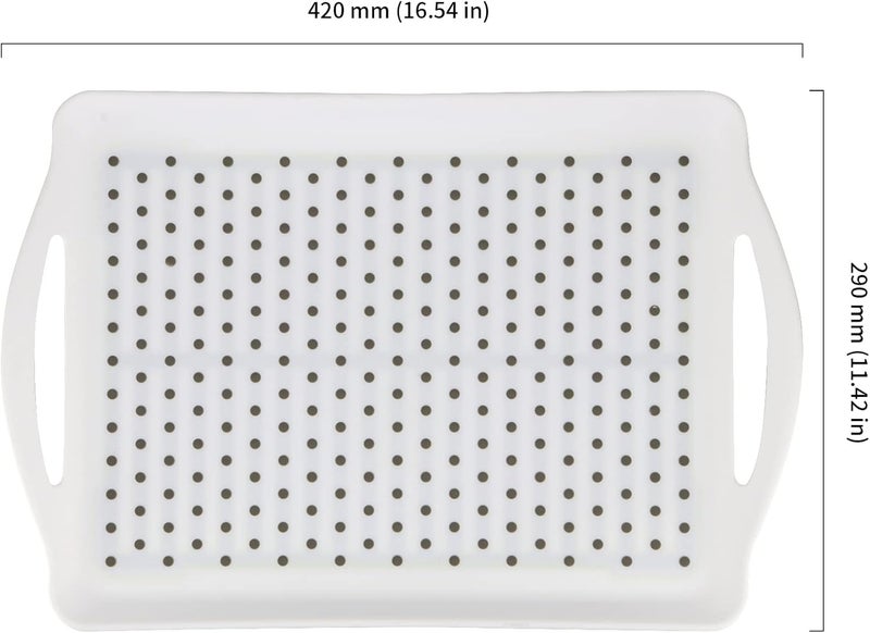 HOIGON 4 Pack 165 x 114 x 16 Inch AntiSlip Food Serving Tray with Handles Rectangular Plastic Serving Trays Cafeteria Dinner Trays for Eating On Couch Bed - Image 2
