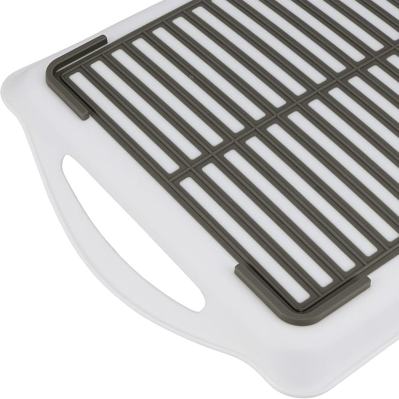HOIGON 4 Pack 165 x 114 x 16 Inch AntiSlip Food Serving Tray with Handles Rectangular Plastic Serving Trays Cafeteria Dinner Trays for Eating On Couch Bed - Image 3