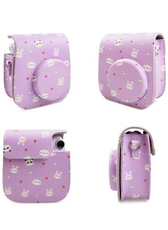 KASTWAVE PU Leather Mini 11 Cover, Mini 11/Mini 9/Mini 8/Mini 8+ PU Face Vintage Camera Bag Cover Camera Bag with Adjustable Shoulder Strap (Purple Rabbit)  - Image 1