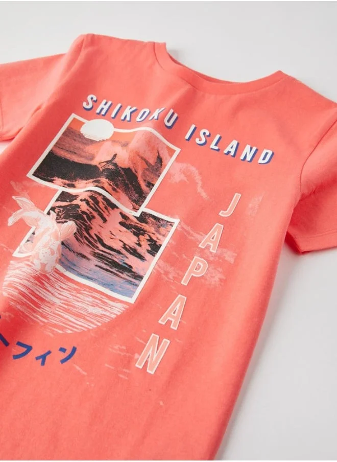 Zippy T-Shirt for Boys 'Japan', Coral