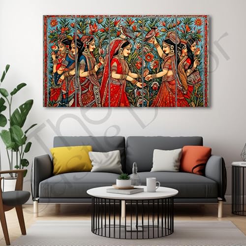 The Castle Decor لوحة فنية من فن بيسشواي مادهوباني من ذا كاسل ديكور مع إطار بحجم كبير 27x48 لفن الجدران لغرفة المعيشة، غرفة النوم، غرفة الرسم، الفنادق - بإطار خشبي - 718 - Image 1