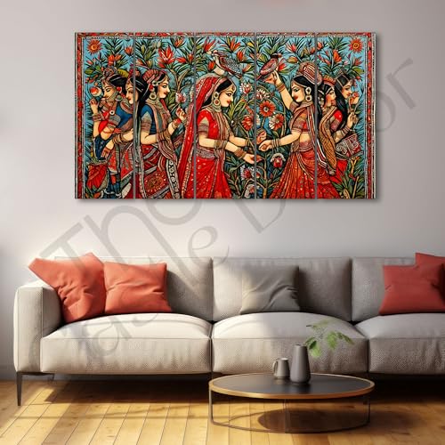The Castle Decor لوحة فنية من فن بيسشواي مادهوباني من ذا كاسل ديكور مع إطار بحجم كبير 27x48 لفن الجدران لغرفة المعيشة، غرفة النوم، غرفة الرسم، الفنادق - بإطار خشبي - 718 - Image 2