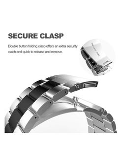 ten.tech Metal Band Compatible with Apple Watch 49mm/45mm/44mm/42mm, Stainless Steel Watch Band for iWatch Series 1/2/3/4/5/6/7/8/SE/Ultra/Ultra 2 Tin Tick – Silver & black  - Image 3