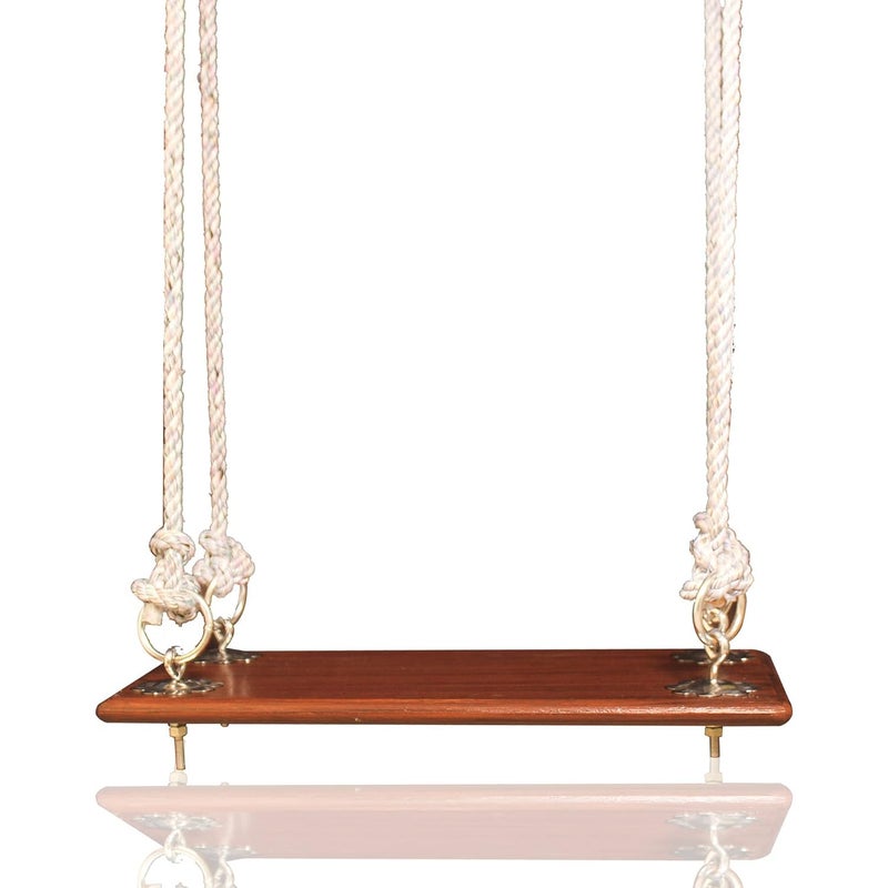 Generic Lakshya India Wooden Swing Jhula with Hand Grip Suitable for Kids and Adults Indoor and Outdoor Use with Hanging Accessories 2 S 4 Pcs Bottom Hooks Bands and 40 Feet of Rope ColorBrown  - Image 1