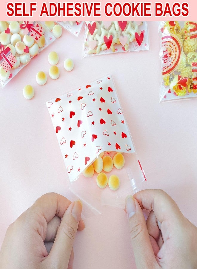 ZYLOP Mother's Day Cookie Bags - 100PCS 4x4 In Red Heart Self-Sealing Cellophane Treat Bags for Candy Gifts, Small Jewelry, Clear Self-Adhesive Goodie Bags for Mother’s Day, Birthday, Party Favors - 2.8 Mil - Image 3