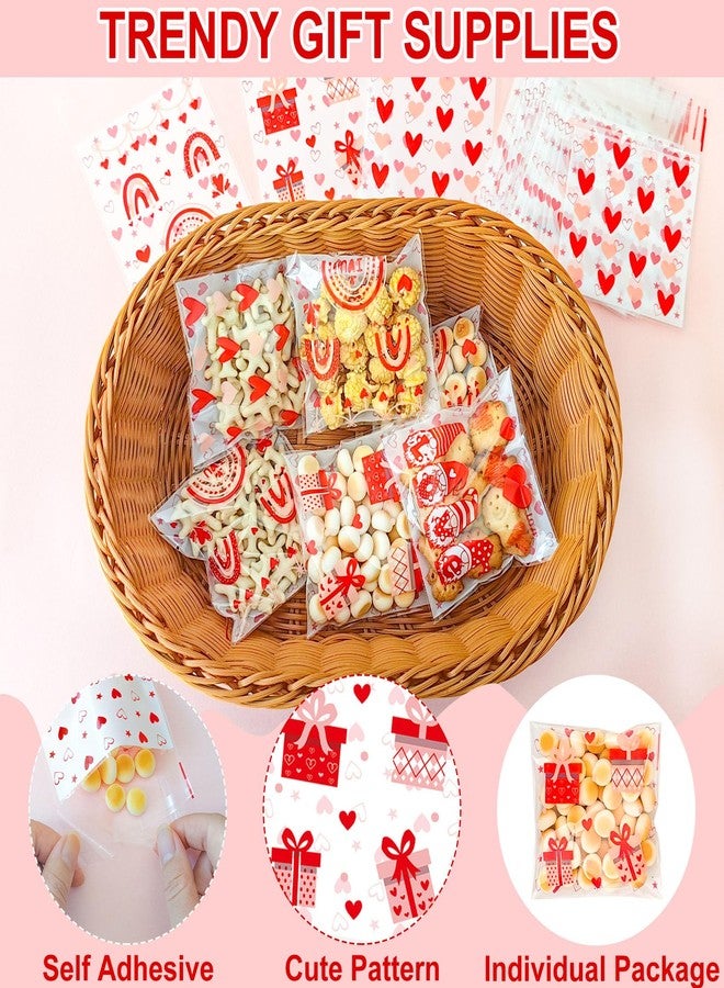ZYLOP Mother's Day Cookie Bags - 100PCS 4x4 In Red Heart Self-Sealing Cellophane Treat Bags for Candy Gifts, Small Jewelry, Clear Self-Adhesive Goodie Bags for Mother’s Day, Birthday, Party Favors - 2.8 Mil - Image 5