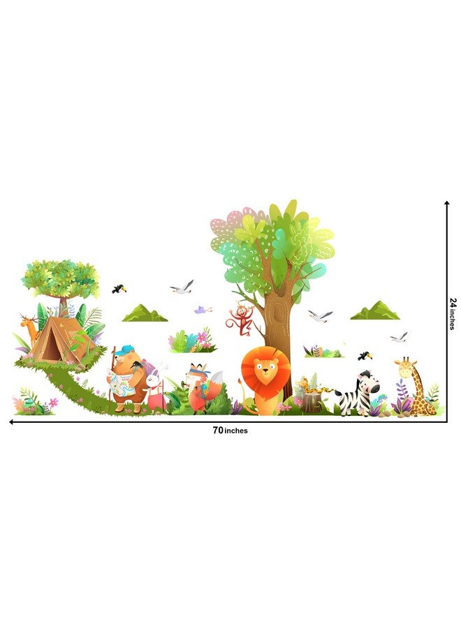 DEKOSH Safari Animals Tree Wall Decals Forest Giraffe Bear Fox Lion Jungle Wall Stickers Baby Nursery Kids Bedroom Living Room Wall Decor - Image 2