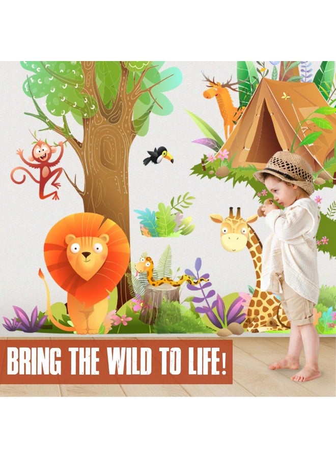 DEKOSH Safari Animals Tree Wall Decals Forest Giraffe Bear Fox Lion Jungle Wall Stickers Baby Nursery Kids Bedroom Living Room Wall Decor - Image 4