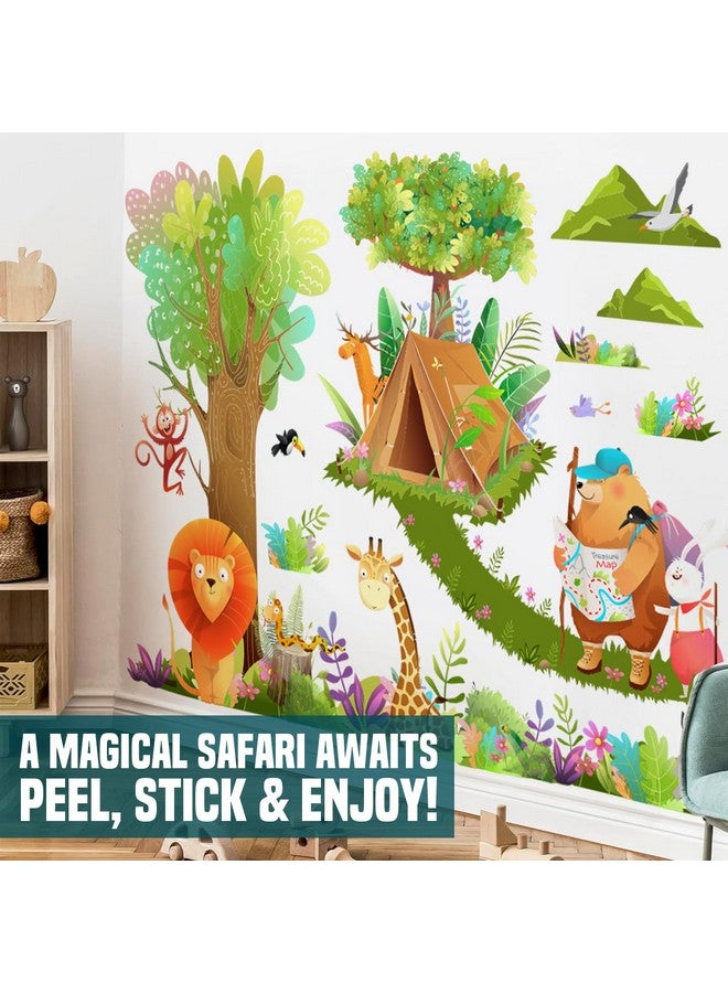 DEKOSH Safari Animals Tree Wall Decals Forest Giraffe Bear Fox Lion Jungle Wall Stickers Baby Nursery Kids Bedroom Living Room Wall Decor - Image 5