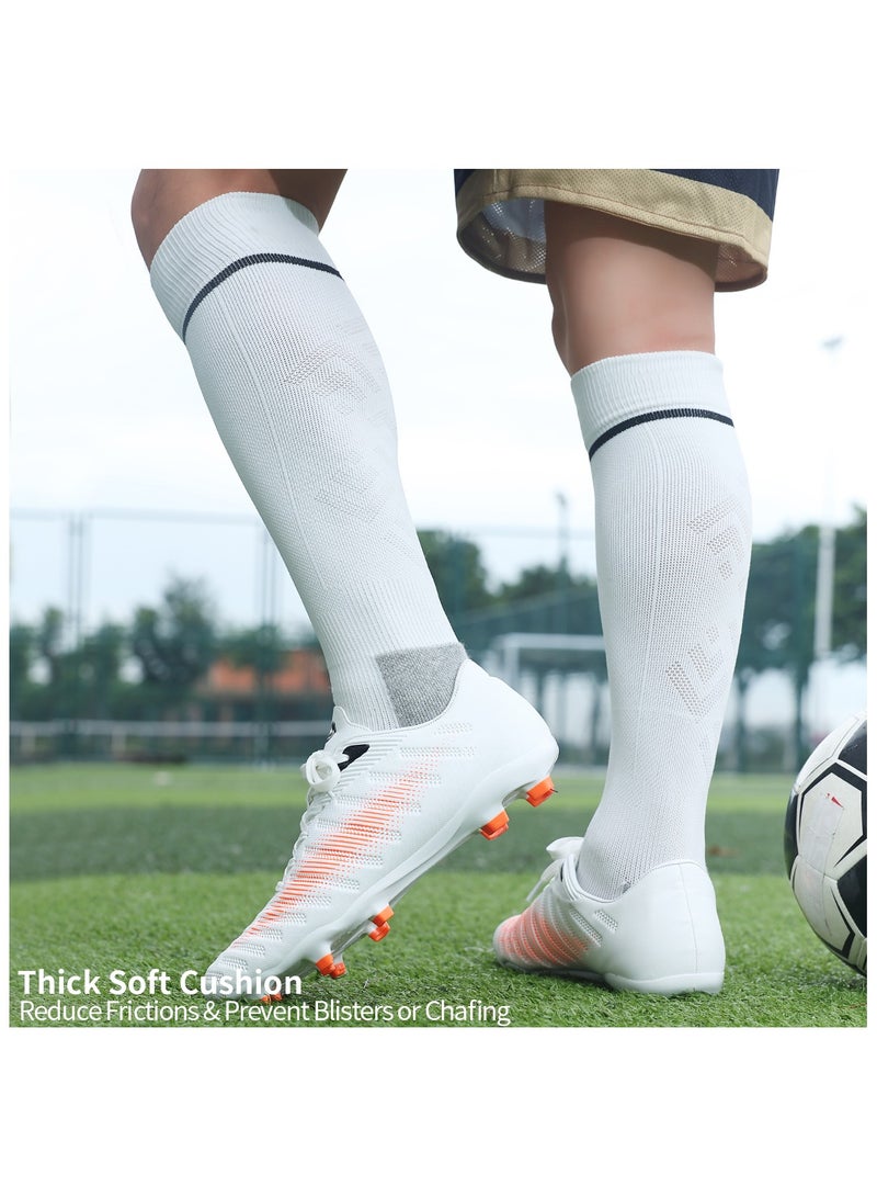 جناح السماء جوارب كرة قدم رجالية ونسائية ملونة، جوارب ضاغطة مرنة حتى الركبة، جوارب رياضية لكرة القدم للجنسين - أبيض - 4 أزواج - Image 5