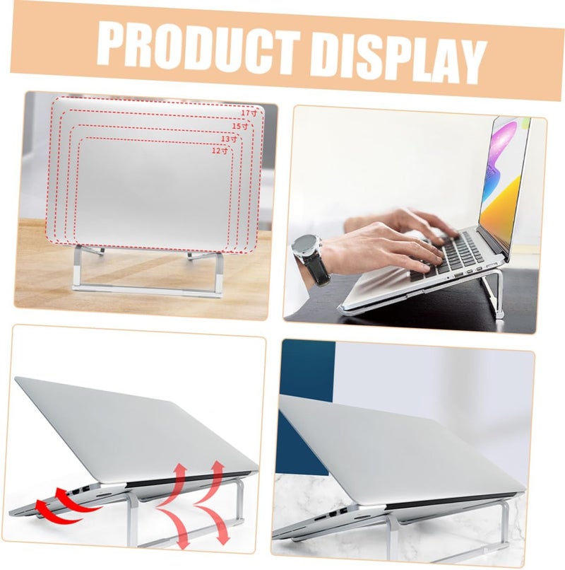 Ergonomic Aluminum Alloy Laptop Stand with Non Slip Pads Portable Folding Desk Holder Enhancing Airflow for Overheat Prevention Stylish Silver Computer Riser for Office and Home - Image 3