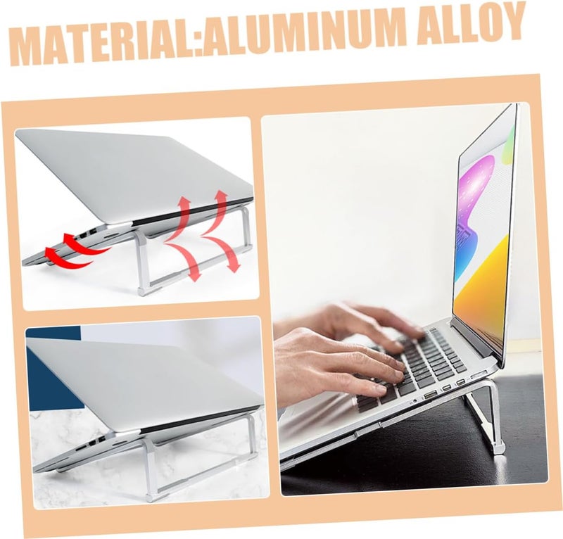 Ergonomic Aluminum Alloy Laptop Stand with Non Slip Pads Portable Folding Desk Holder Enhancing Airflow for Overheat Prevention Stylish Silver Computer Riser for Office and Home - Image 4