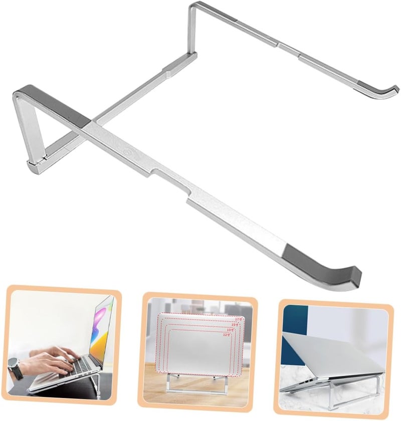 Ergonomic Aluminum Alloy Laptop Stand with Non Slip Pads Portable Folding Desk Holder Enhancing Airflow for Overheat Prevention Stylish Silver Computer Riser for Office and Home - Image 5