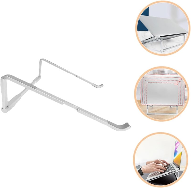 Ergonomic Aluminum Alloy Laptop Stand with Non Slip Pads Portable Folding Desk Holder Enhancing Airflow for Overheat Prevention Stylish Silver Computer Riser for Office and Home - Image 2