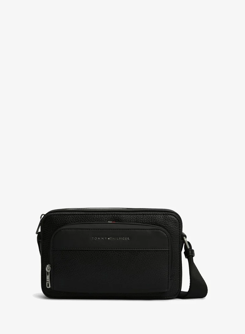 Tommy Hilfiger Metal Logo Textured Crossbody Reporter Bag