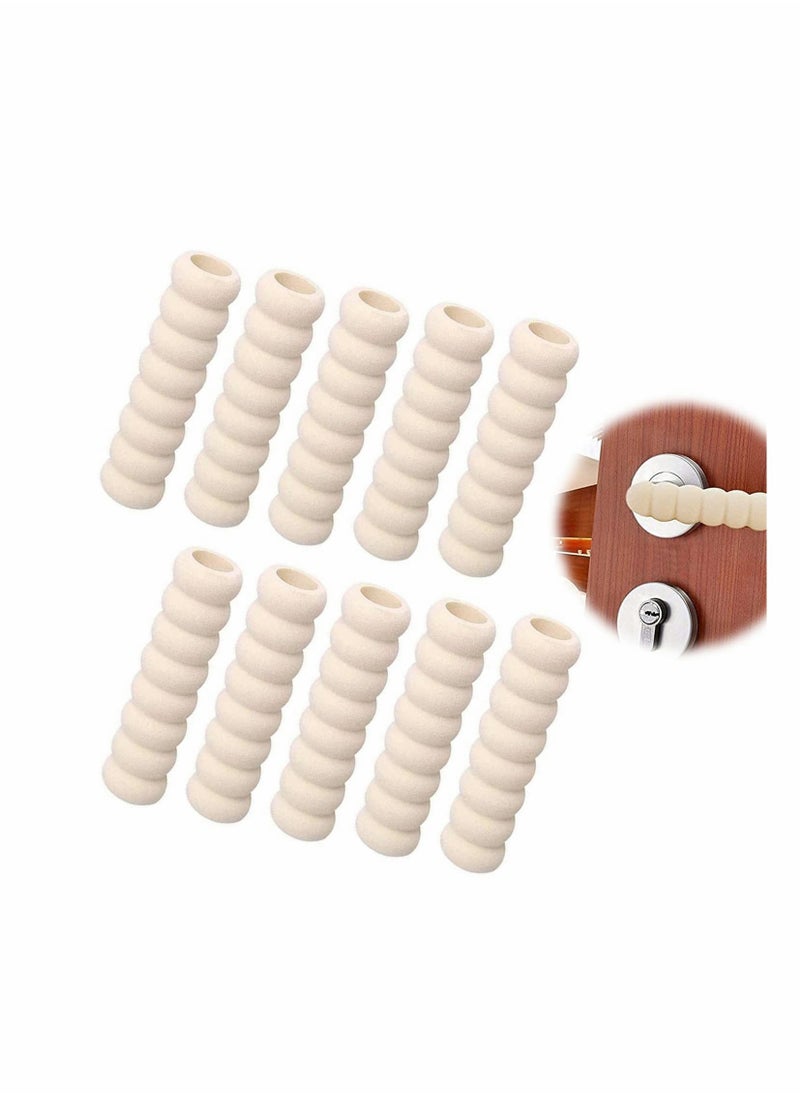 KASTWAVE - Door Handle Protector, Protective Handle Covers Soft Foam Kid Baby Safety Door Handle Knob Gaurd Door Handle Bumper in Beige - Child and Wall Protector (Beige Color) 10 Pack - Image 1