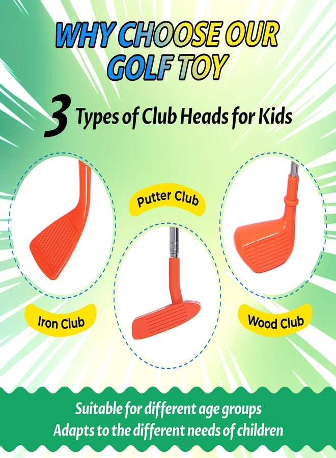 JOY SPOT! Kids Golf Club Toy Set, Outdoor Sport Toy, Toddler Indoor Golf Ball Game with 10 Golf Balls, 3 Retractable Clubs, Child Active Exercise Yard Play, Christmas Birthday Gifts for Boys Girls - Image 4